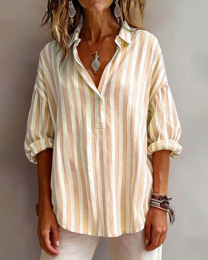 Deborah | Camicetta Ampia a Righe con Colletto