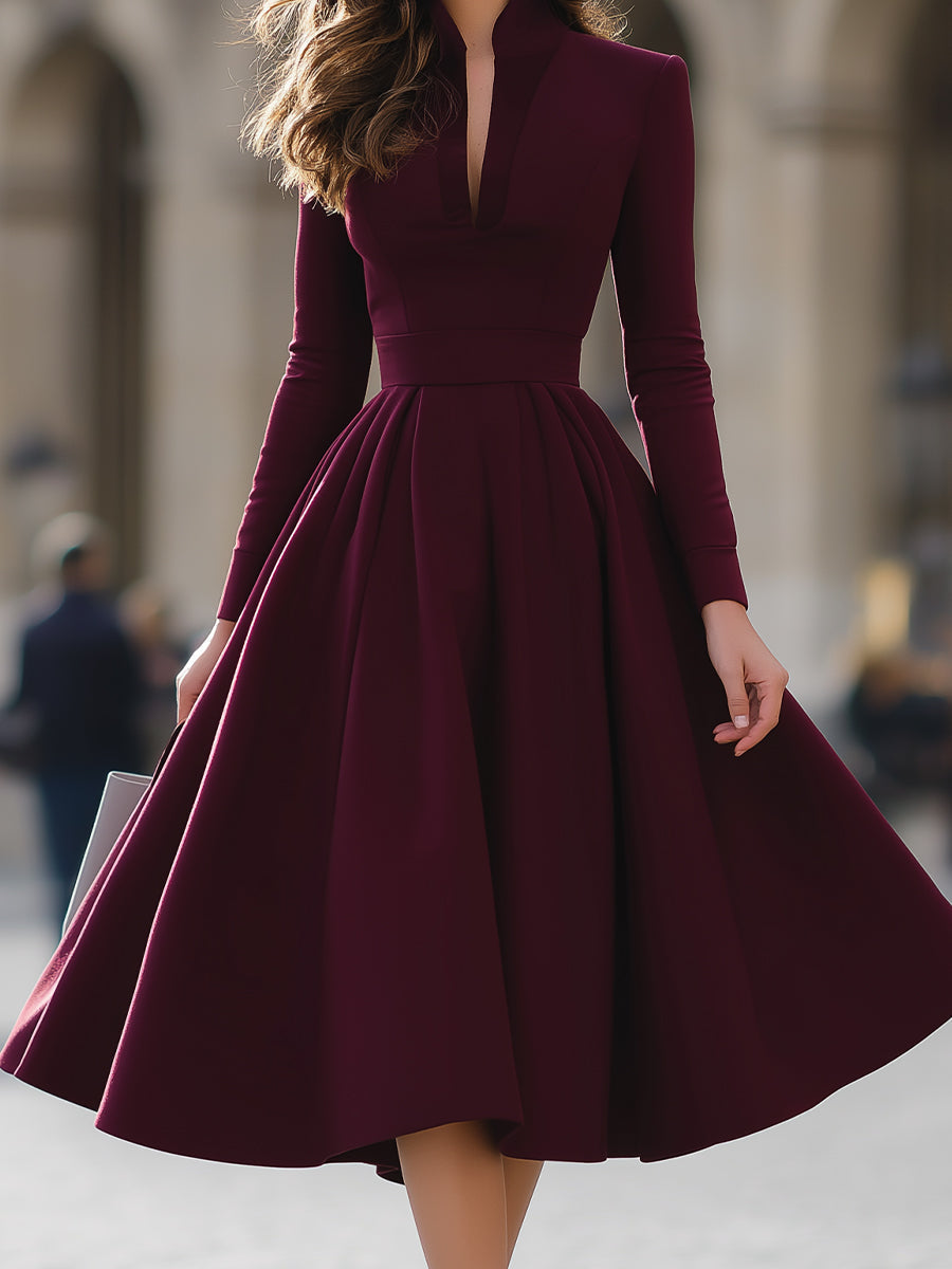 Jennifer | Scollo a V Midi Abito