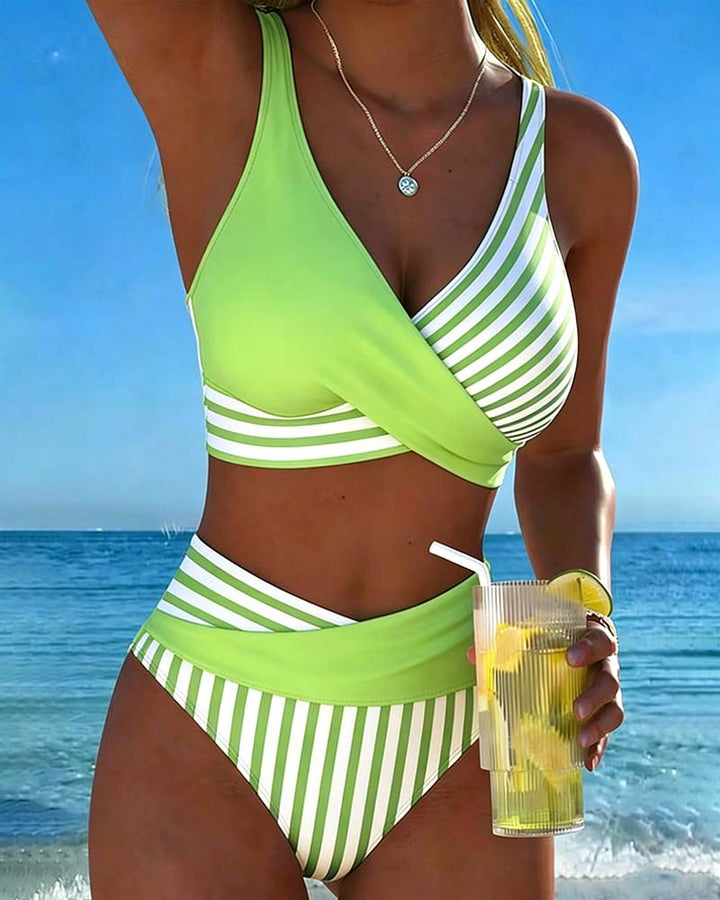 Xena | Crossed-Stripe Stampa Bikini