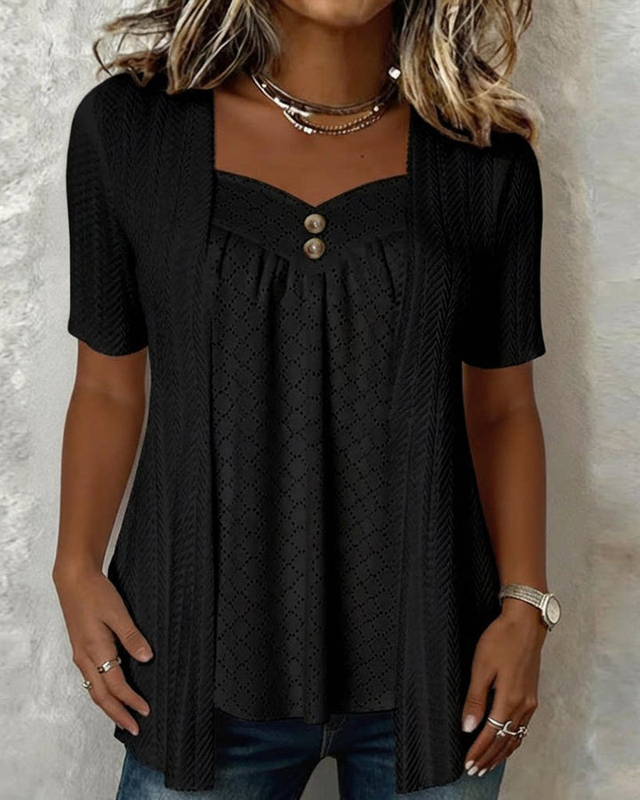 Carol | Layered Collar Patchwork Camicia