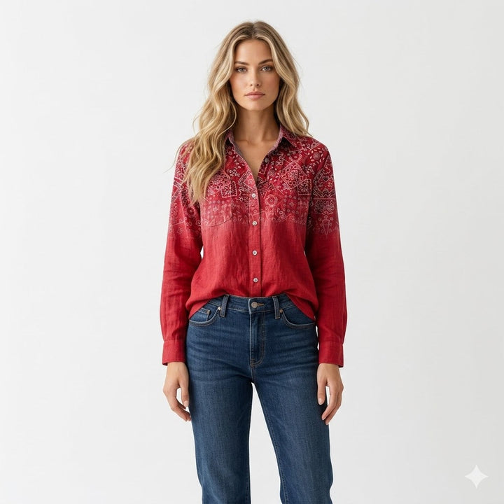 Lacey | Bohémien Stampato Button Camicia