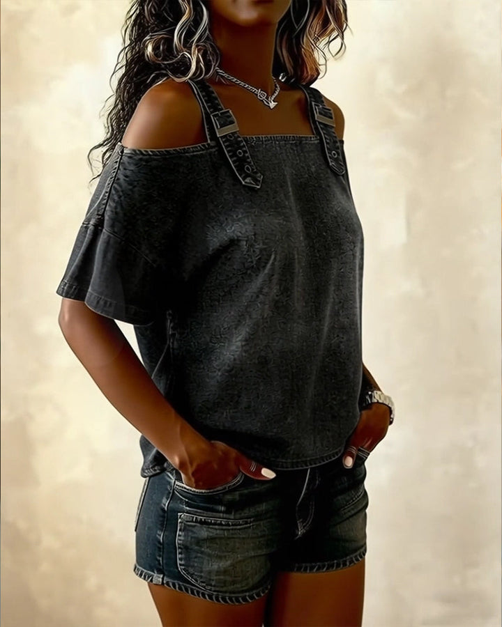 Patricia | Camicia in Denim a Spalle Scoperte