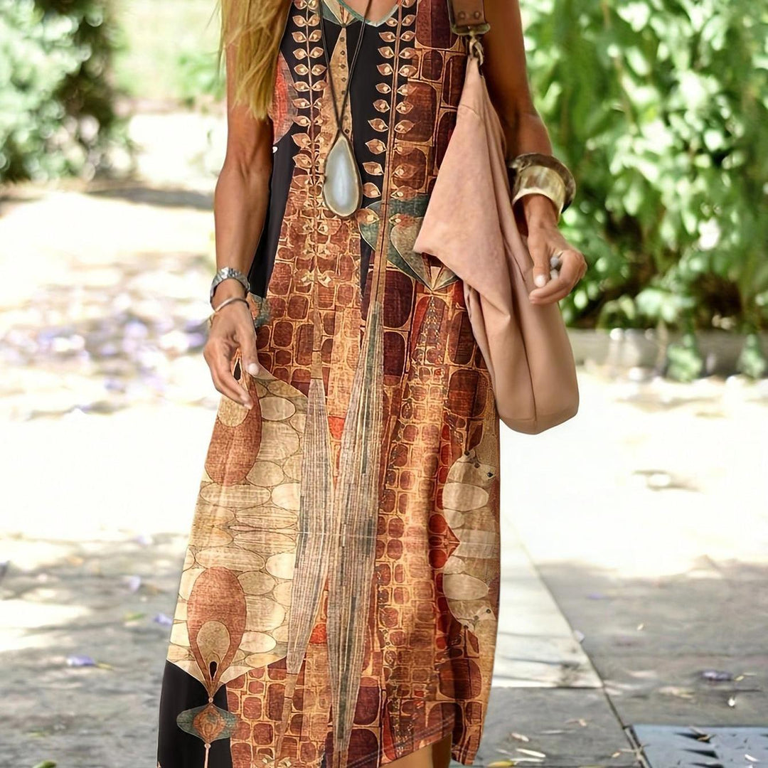 Bella | Senza Maniche Boho Stampa Abito