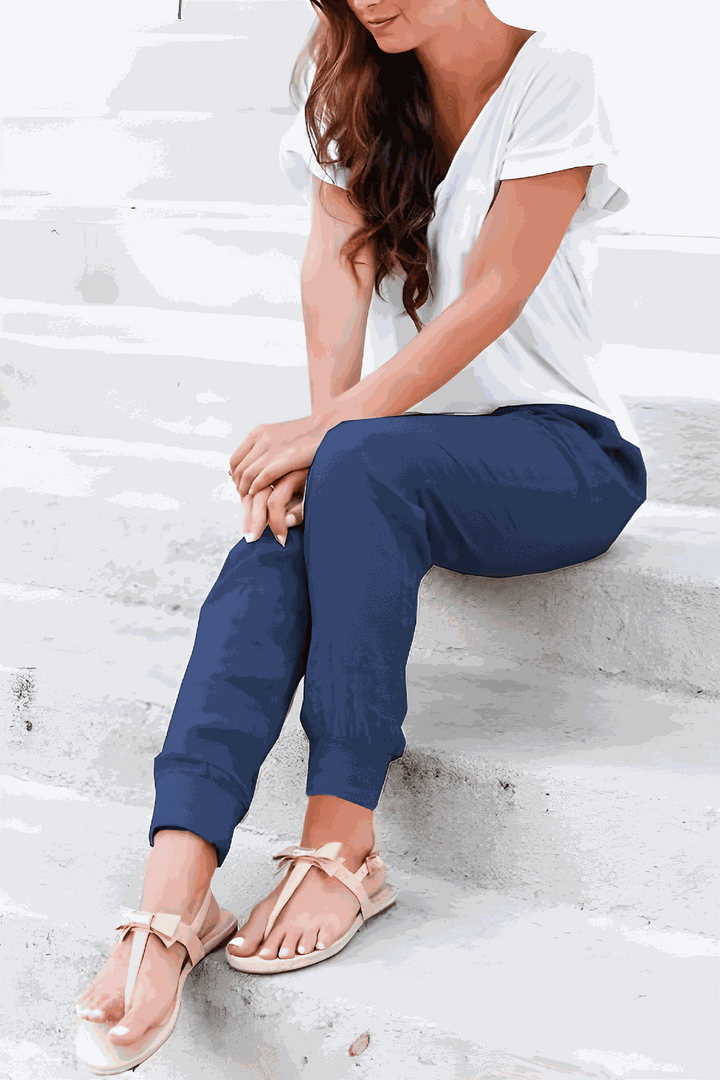 Leanne | Morbido Drawstring Jogger Pantaloni with Cuffs