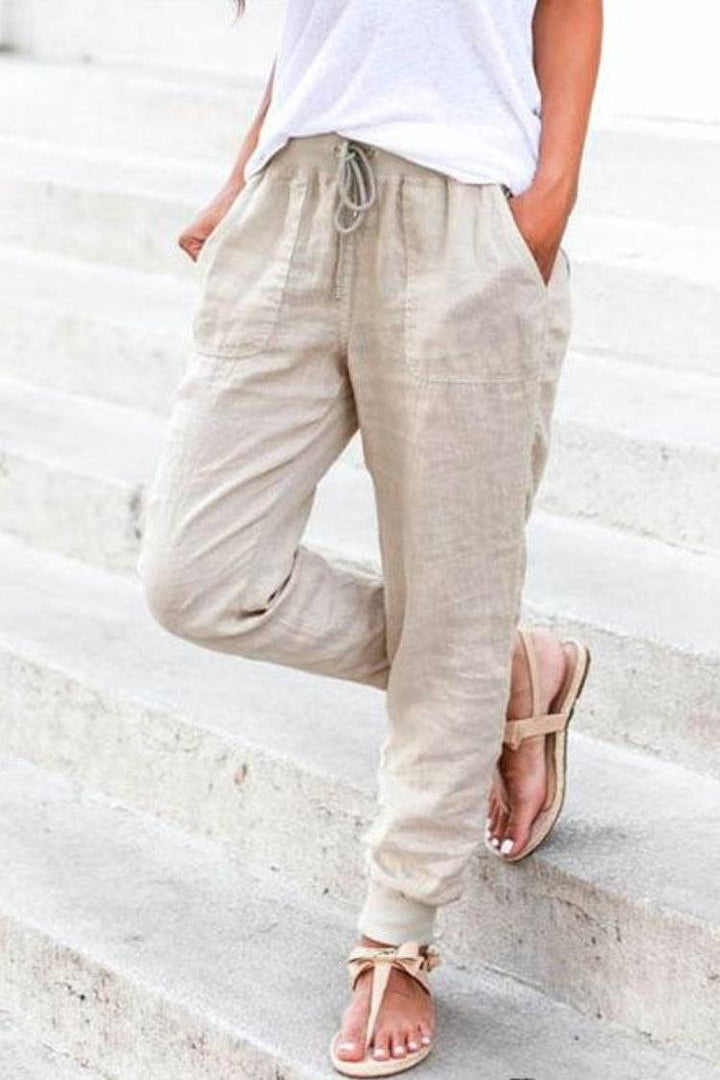 Leanne | Morbido Drawstring Jogger Pantaloni with Cuffs