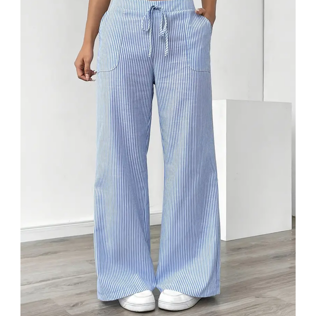 Sylvia | a Righe Gamba Larga Pantaloni with Pockets