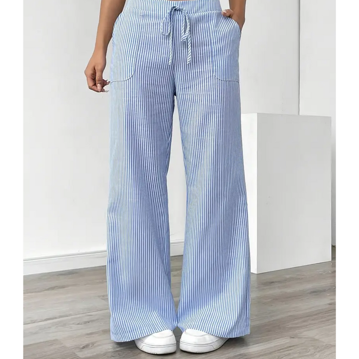 Sylvia | a Righe Gamba Larga Pantaloni with Pockets