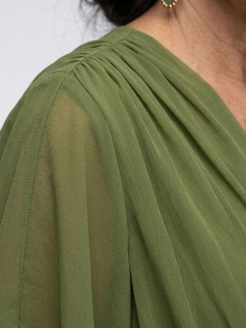 Elysia | Draped Waist-Tie Midi Abito