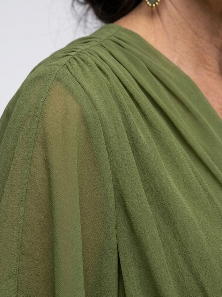 Elysia | Draped Waist-Tie Midi Abito