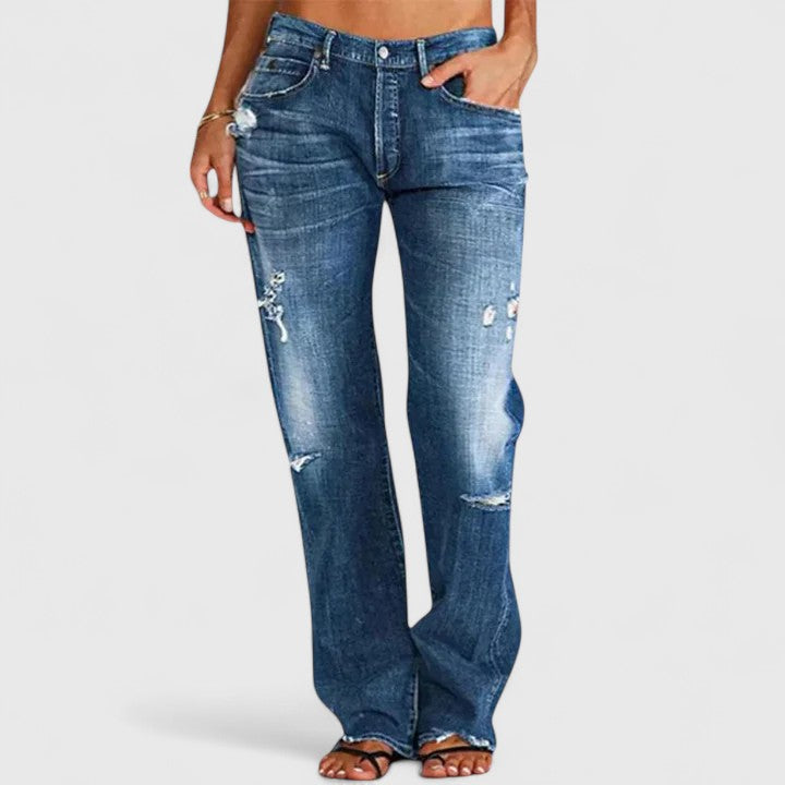 Cathy | Rilassato Low Rise Straight Leg Jeans