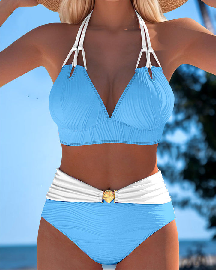 Lily | a Vita Alta Double Strap Costume da Bagno with Contrast Colour