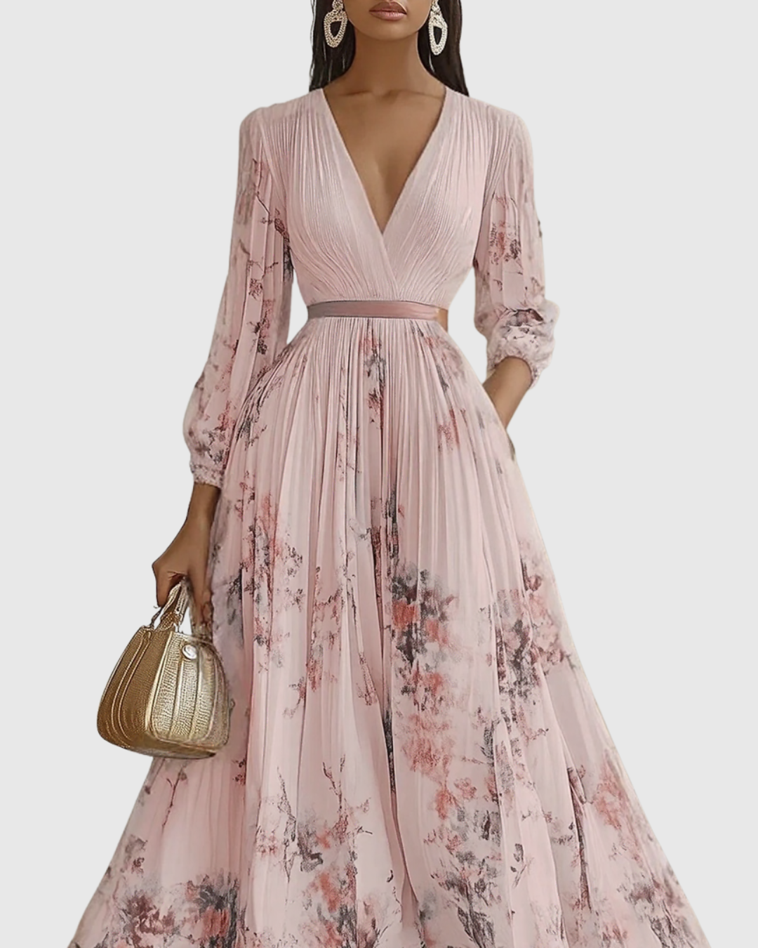 Rowena | Elegante Pleated Maxi Abito