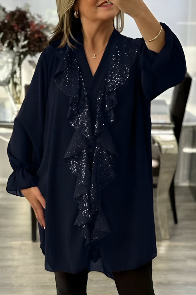 Cordelia | Elegante Ruffle Chiffon Camicetta