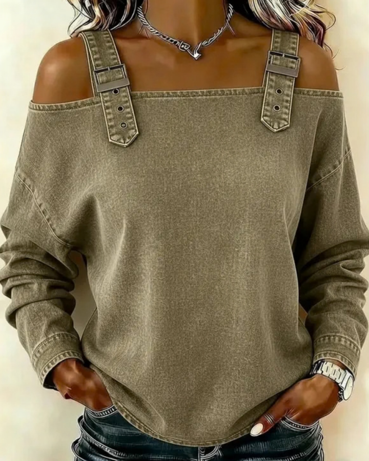 Ginger | Spalle Scoperte Denim Strap Top