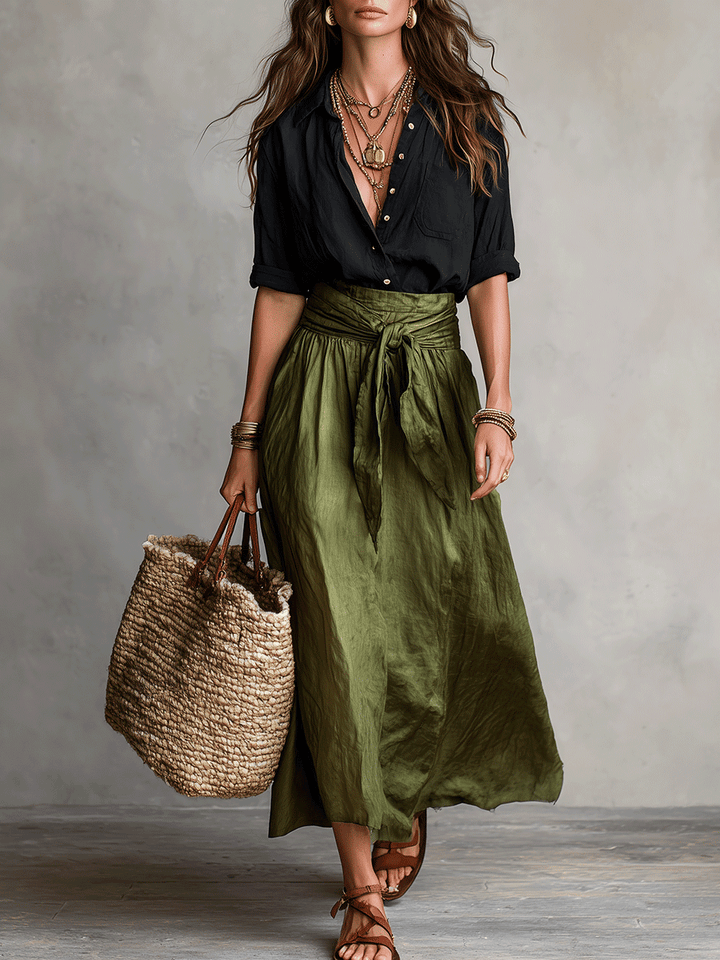 Holly | Raso Midi Gonna & Camicetta Completo