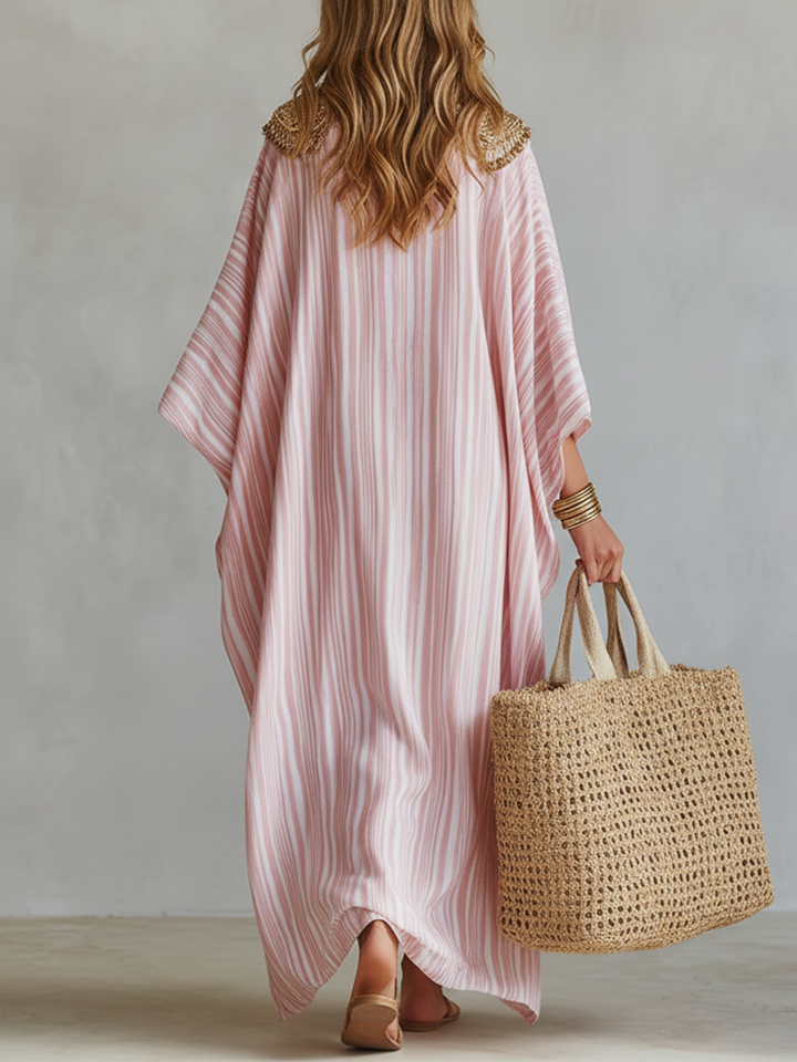 Cleo | Rosa a Righe Kaftan Abito