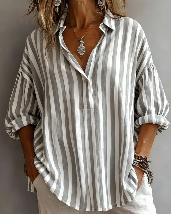 Deborah | Camicetta Ampia a Righe con Colletto