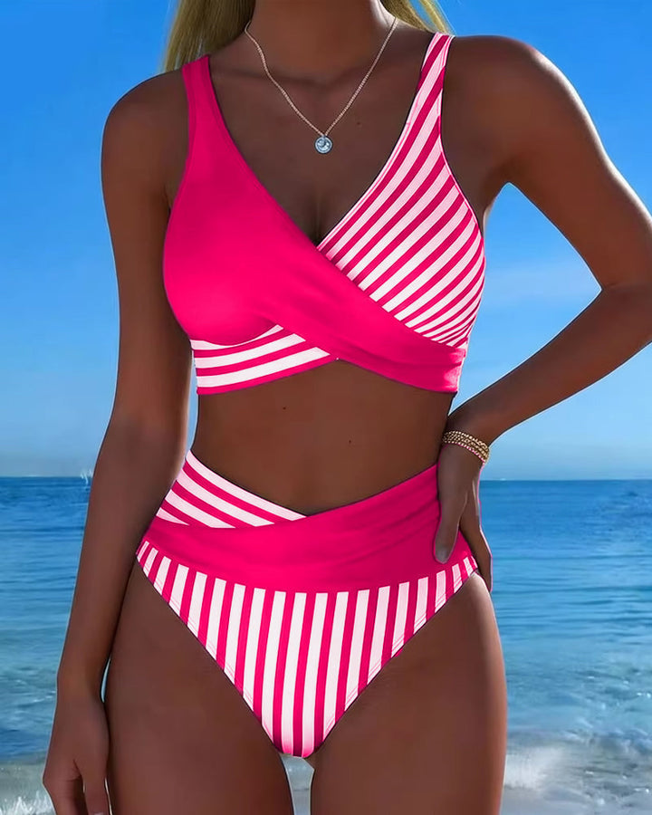 Xena | Crossed-Stripe Stampa Bikini