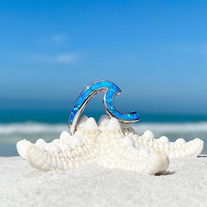 Argento Wave Anello with Blu Opal