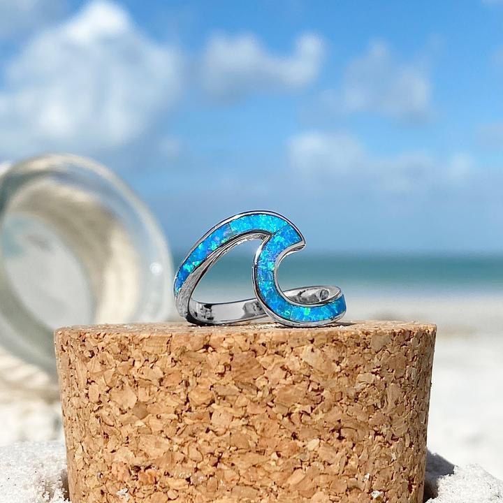 Argento Wave Anello with Blu Opal