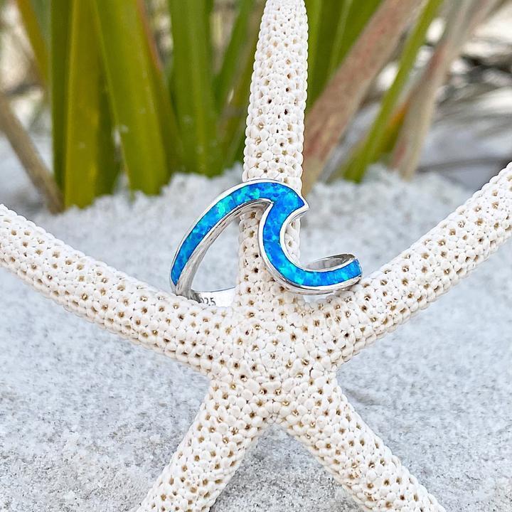Argento Wave Anello with Blu Opal