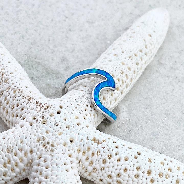 Argento Wave Anello with Blu Opal