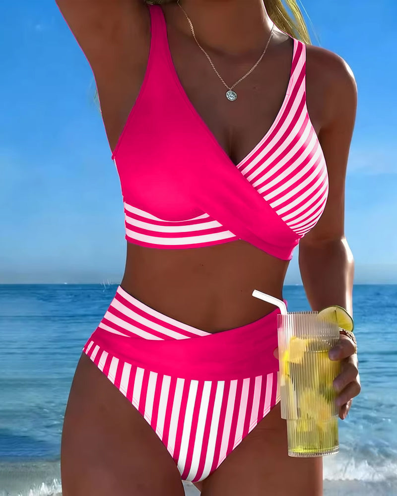 Xena | Crossed-Stripe Stampa Bikini