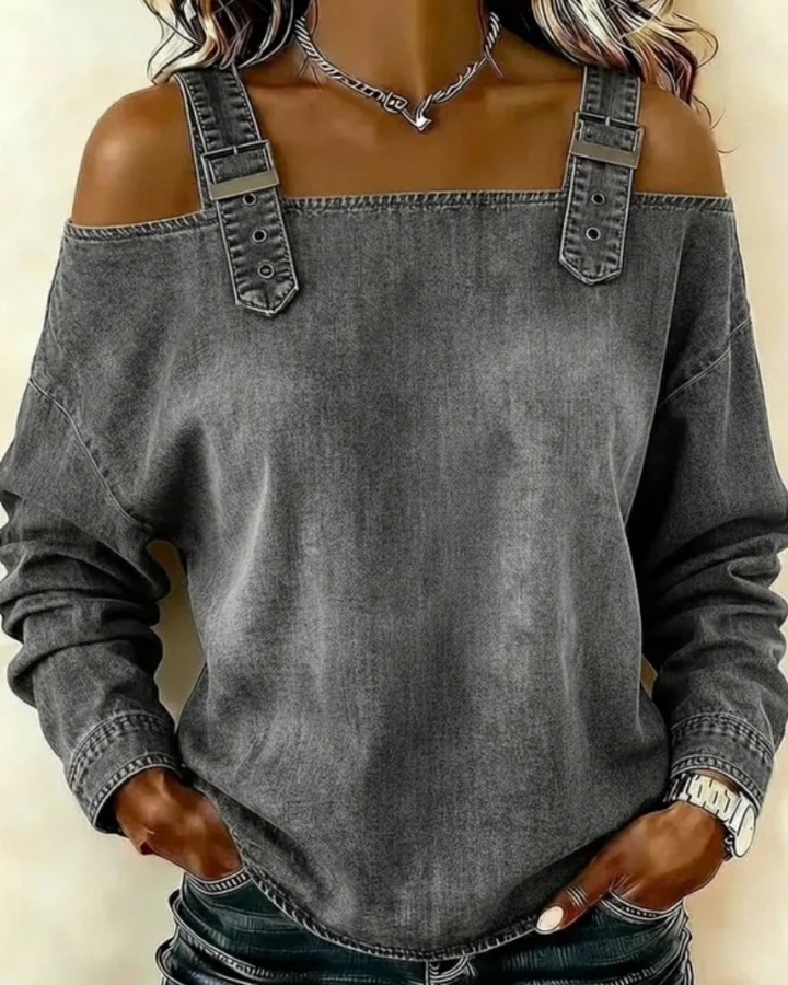 Ginger | Spalle Scoperte Denim Strap Top