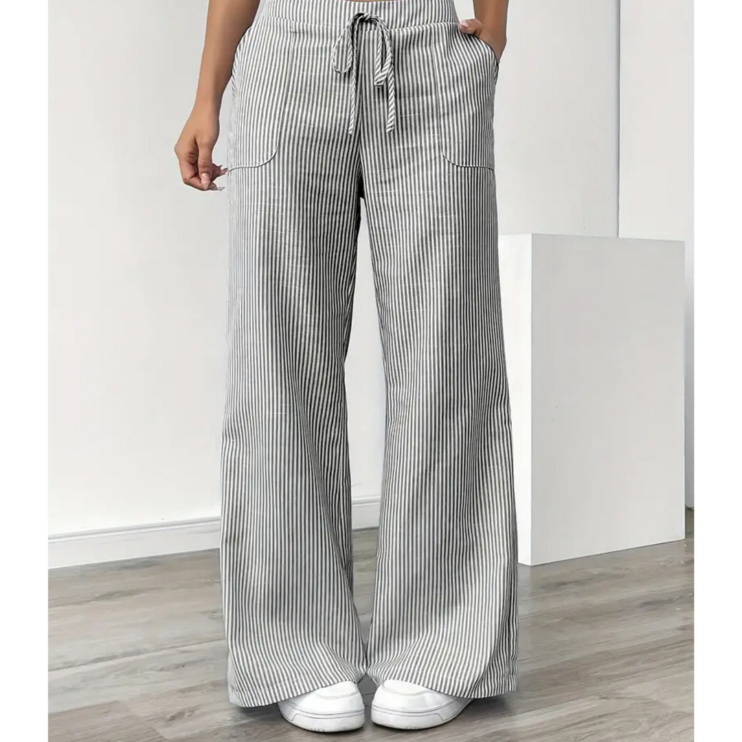 Sylvia | a Righe Gamba Larga Pantaloni with Pockets