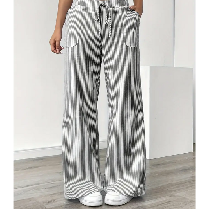 Sylvia | a Righe Gamba Larga Pantaloni with Pockets