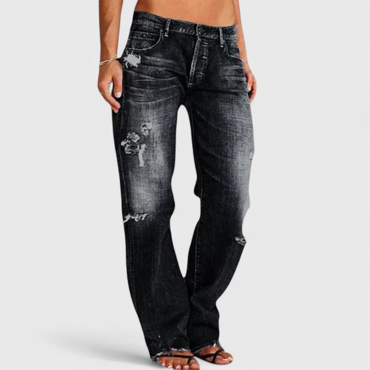 Cathy | Rilassato Low Rise Straight Leg Jeans