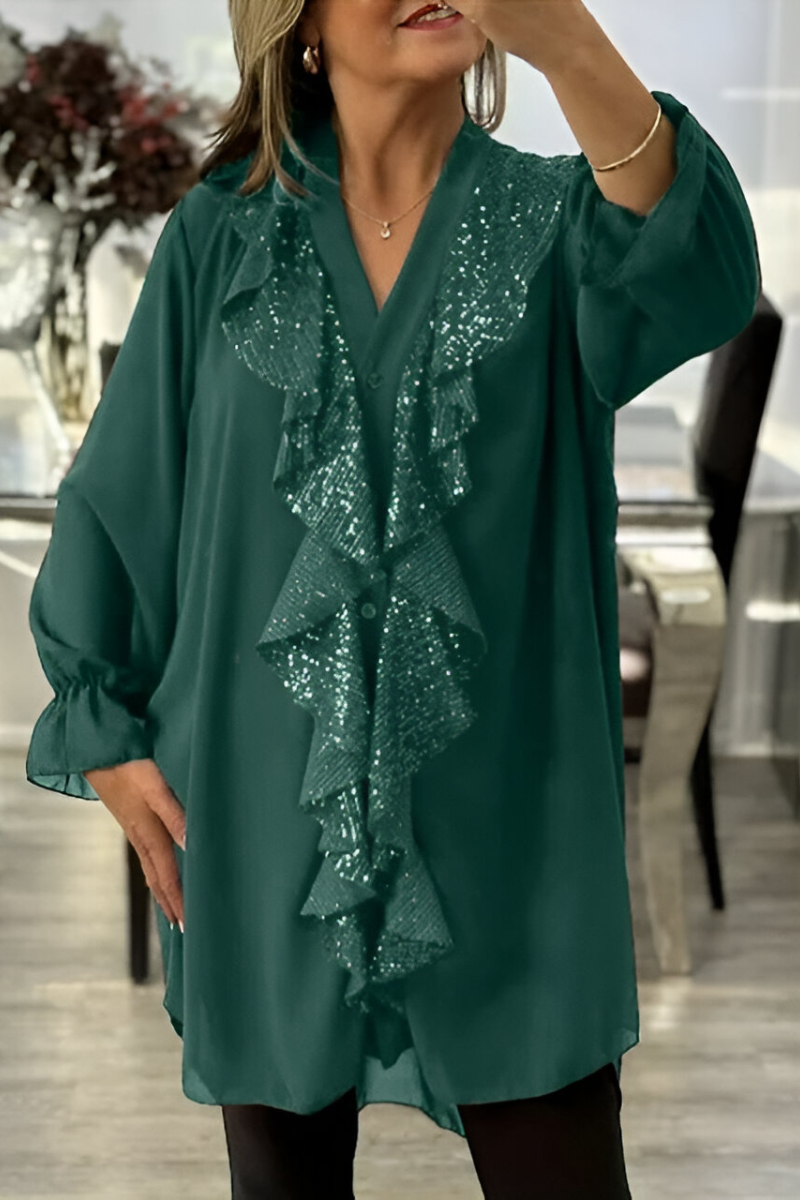 Cordelia | Elegante Ruffle Chiffon Camicetta