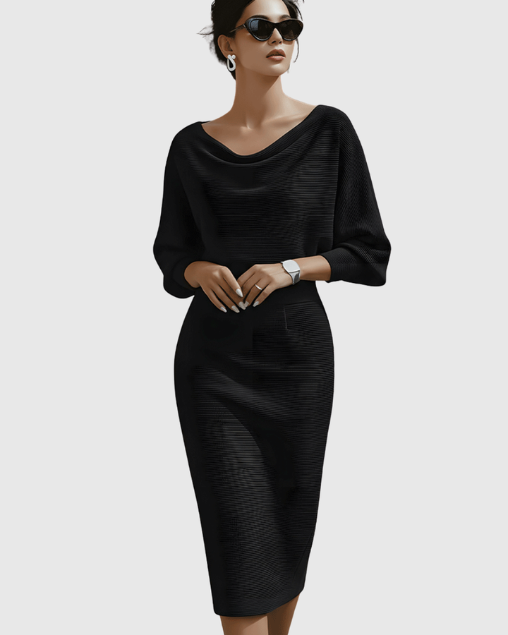 Esme | Bianco Draped Batwing Midi Abito