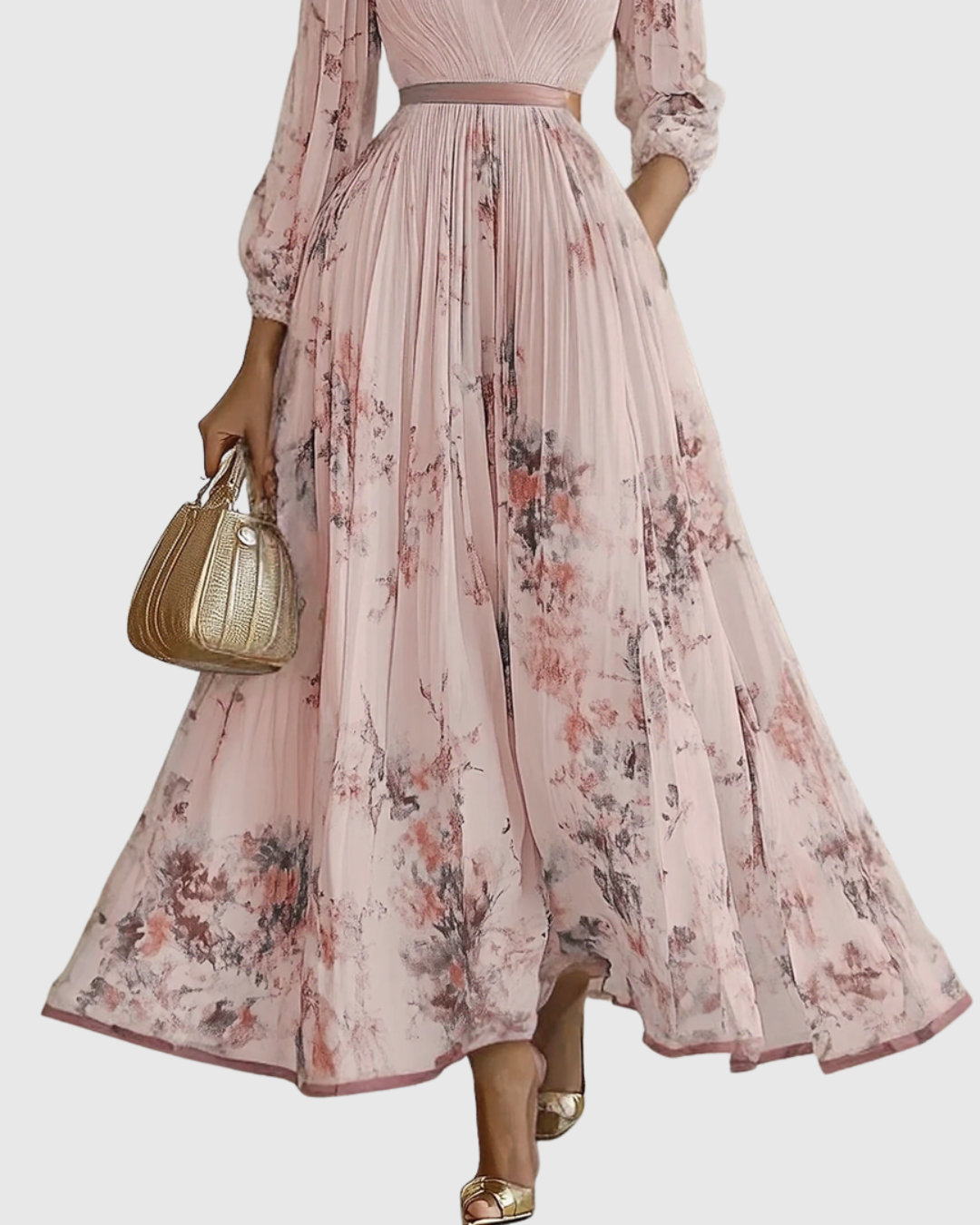 Rowena | Elegante Pleated Maxi Abito