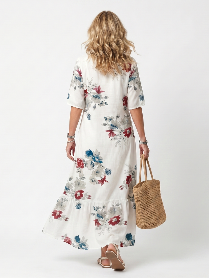 Maeva | Abito Midi Floreale con Nappine e Coulisse