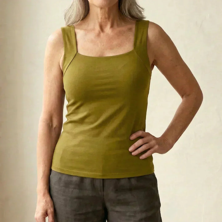 Camille | Canotta Verde Oliva con Reggiseno Integrato