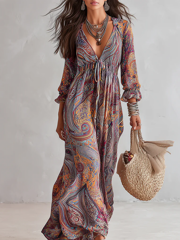 Birdie | Paisley Stampa Tie-Waist Abito