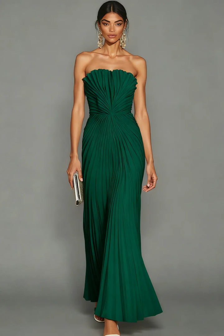 Celeste | Strapless Pleated Ceremony Midi Abito