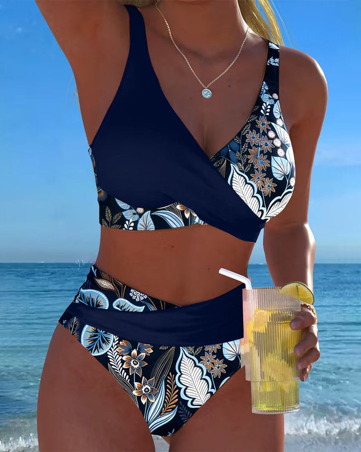 Nina | Contrast-Colour Floreale Bikini