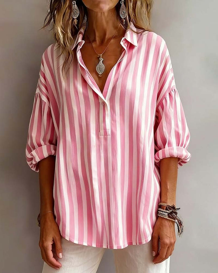 Deborah | Camicetta Ampia a Righe con Colletto
