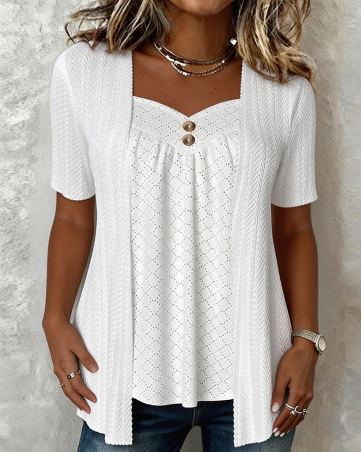 Carol | Layered Collar Patchwork Camicia