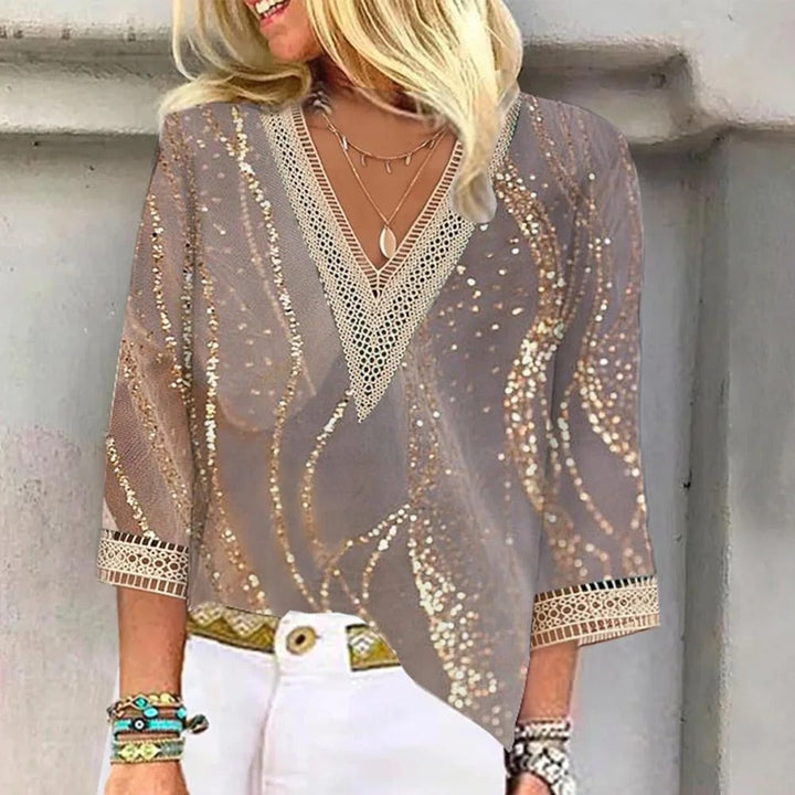 Sia | Vintage Pizzo Trim Sheer Camicetta