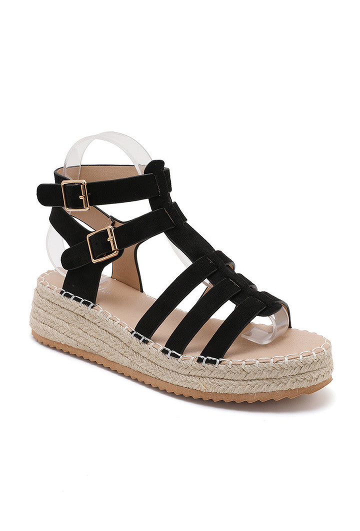 Aveline | Nero Wedge Sandalo