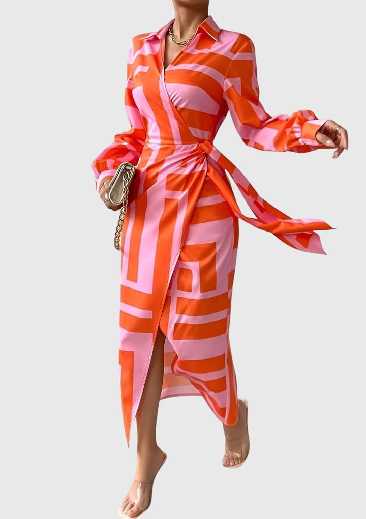 Everly | Elegante Wrap Abito With Stampa
