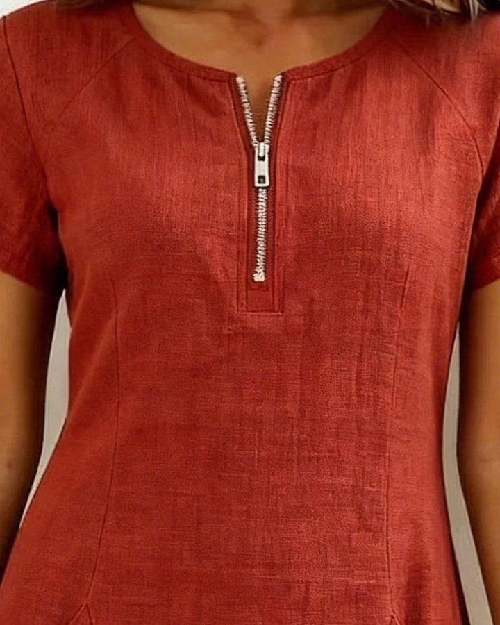 Calliope | Easy Lino Zip Neck Top