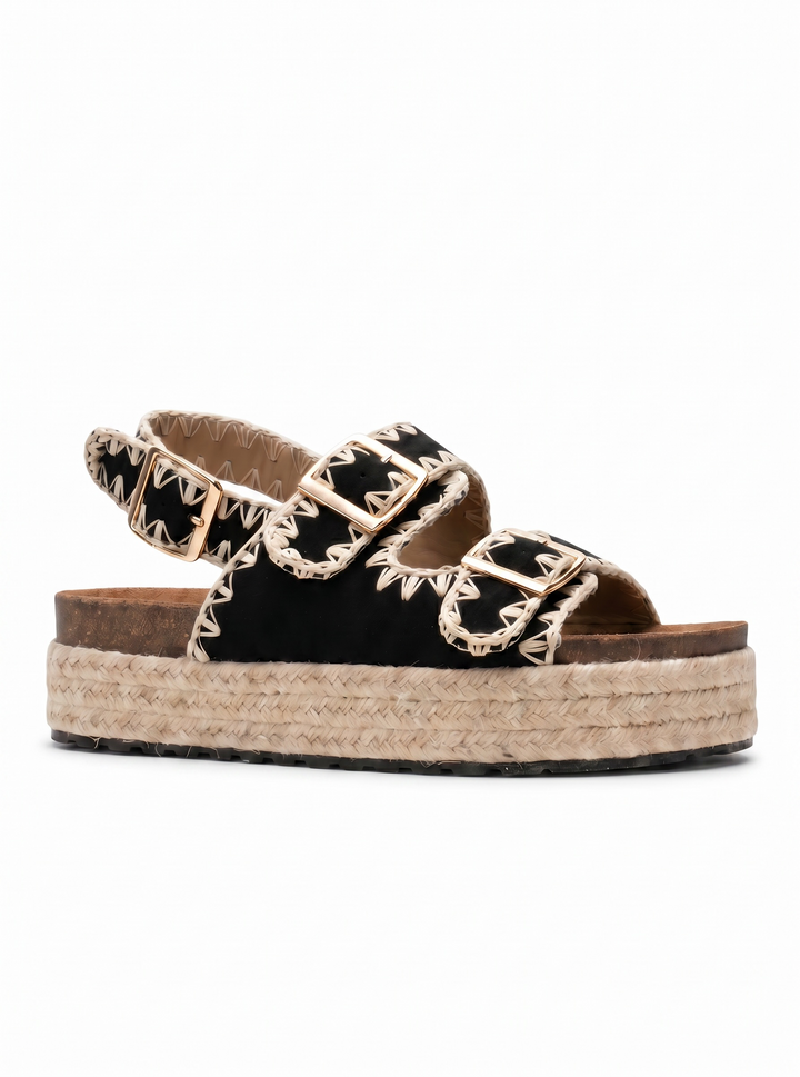 Junie | Nero Wedge Sandalo