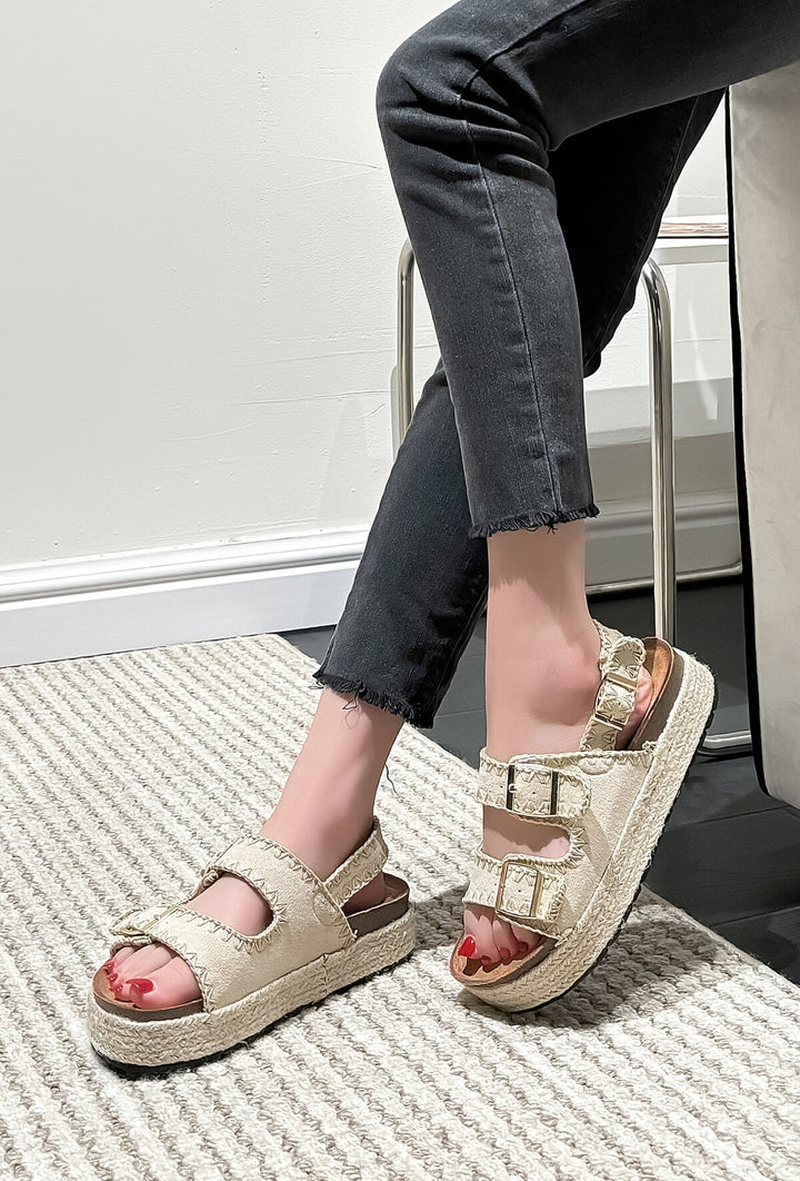Kerensa | Beige Wedge Sandalo