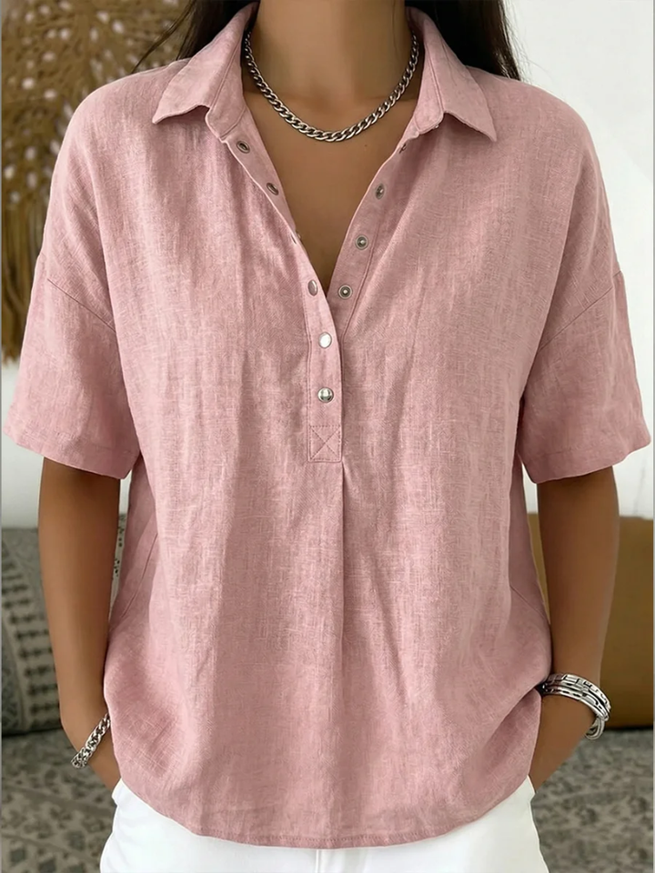 Catriona | Semplice Lino Button Camicetta
