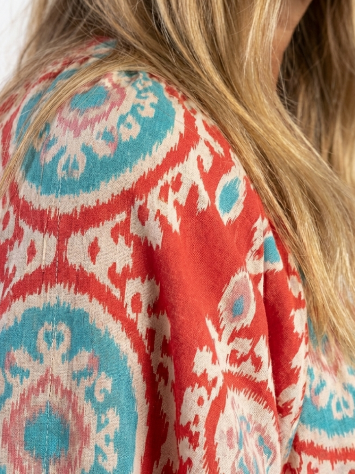 Zaria | Abito Midi Stampa Paisley Scollo a V Manica Corta