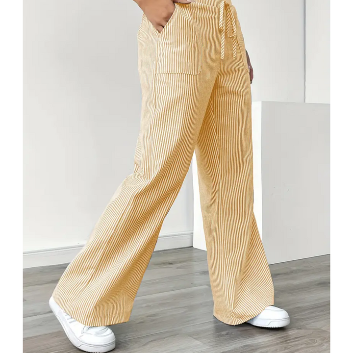 Sylvia | a Righe Gamba Larga Pantaloni with Pockets